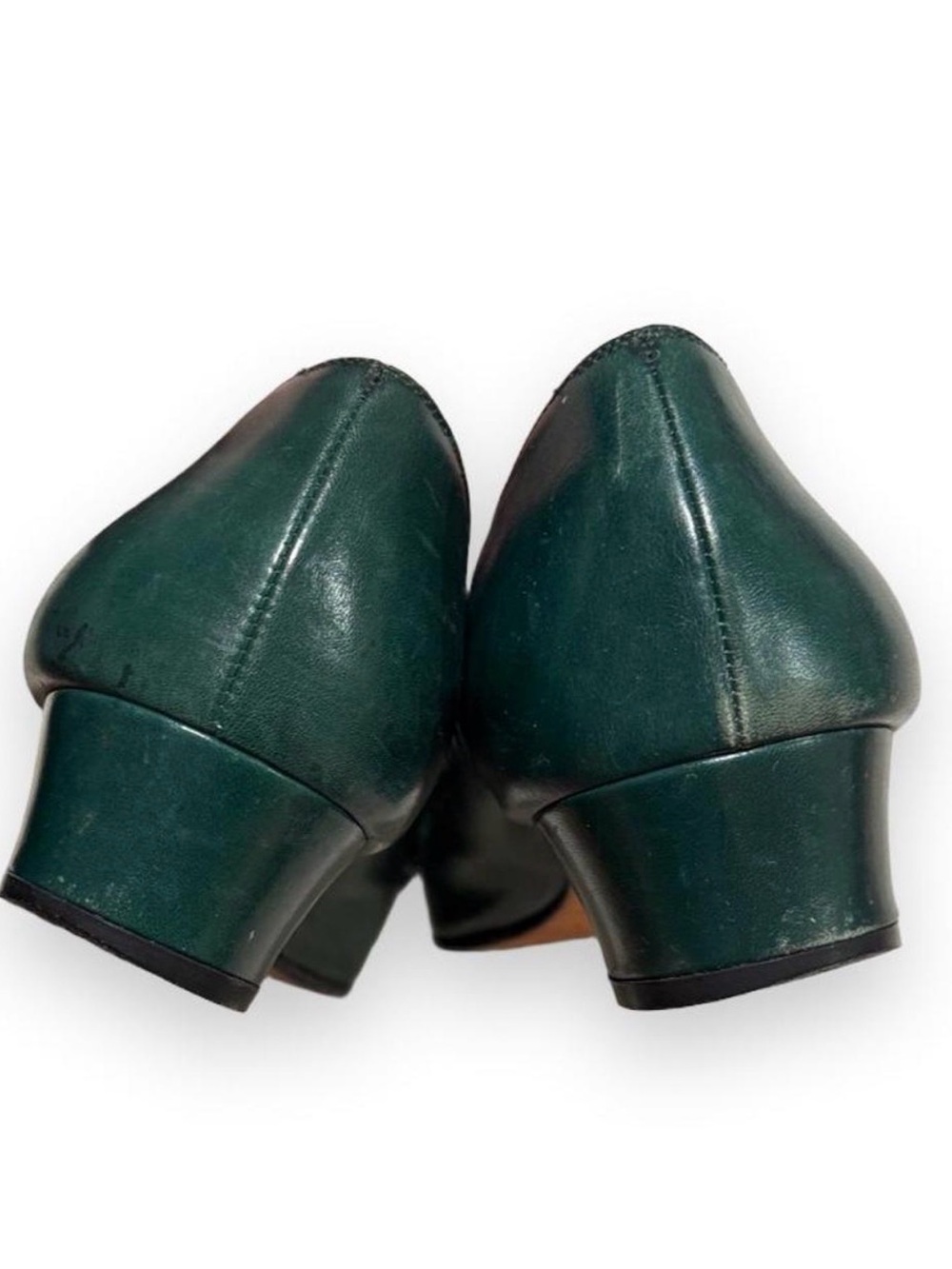 Vintage Salvatore Ferragamo Women’s Dark Green Bow Low Heels - Picture 5 of 9
